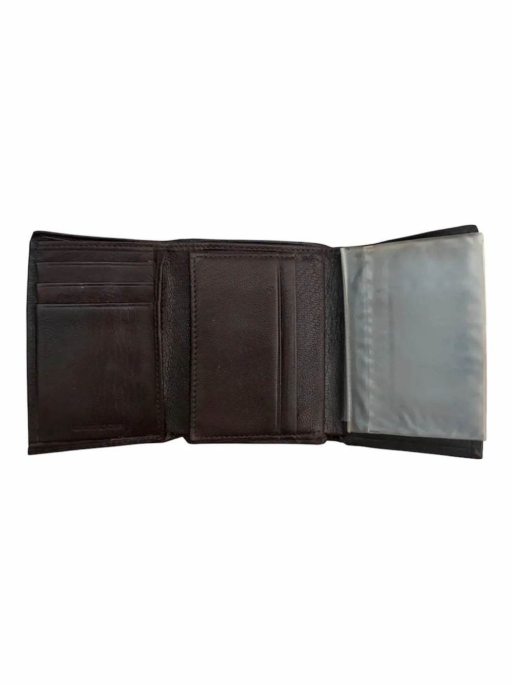 Claiborne Men's Trifold Leather Wallet - Dark Brown